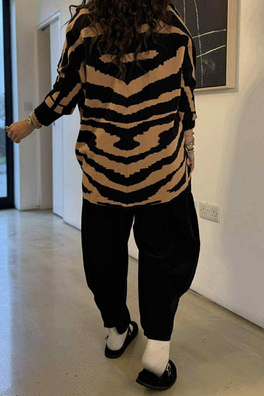 Oslo Animal Knit Cardigan Camel